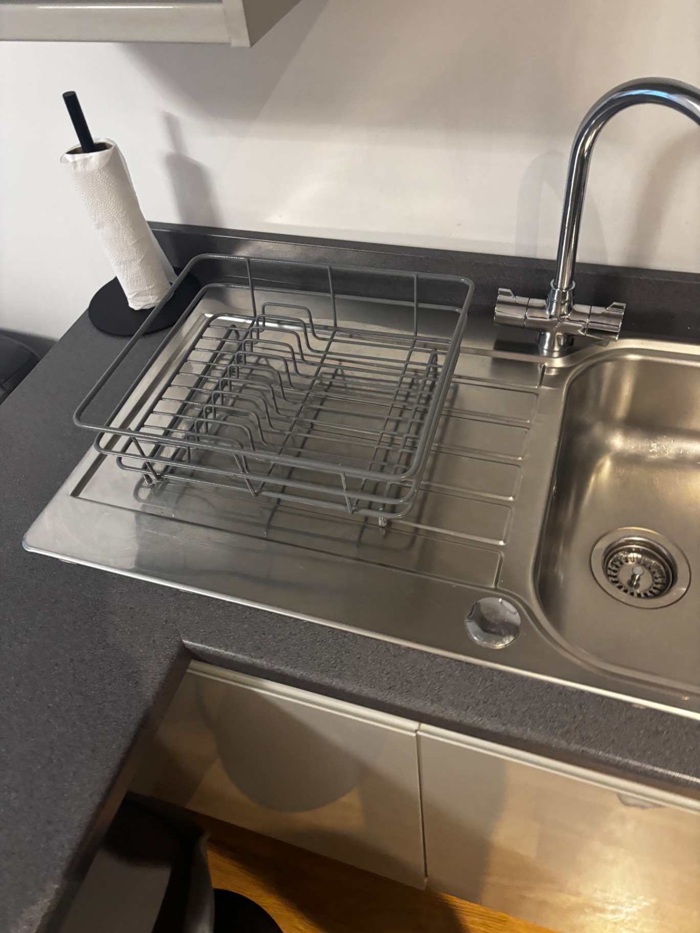 Draining board and worktop wiped down after a NordSpark clean