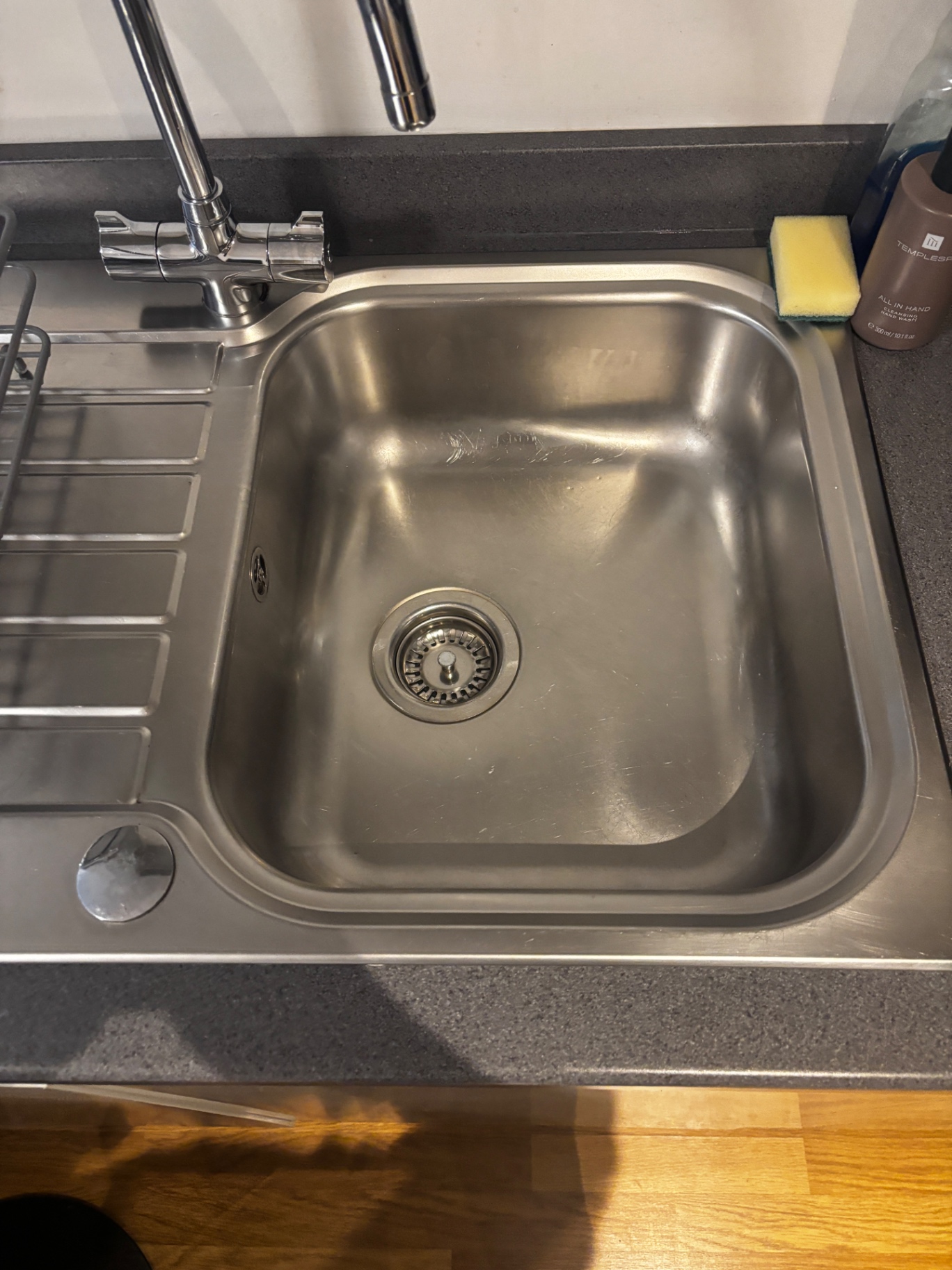 Kitchen sink polished to a shine after a NordSpark clean